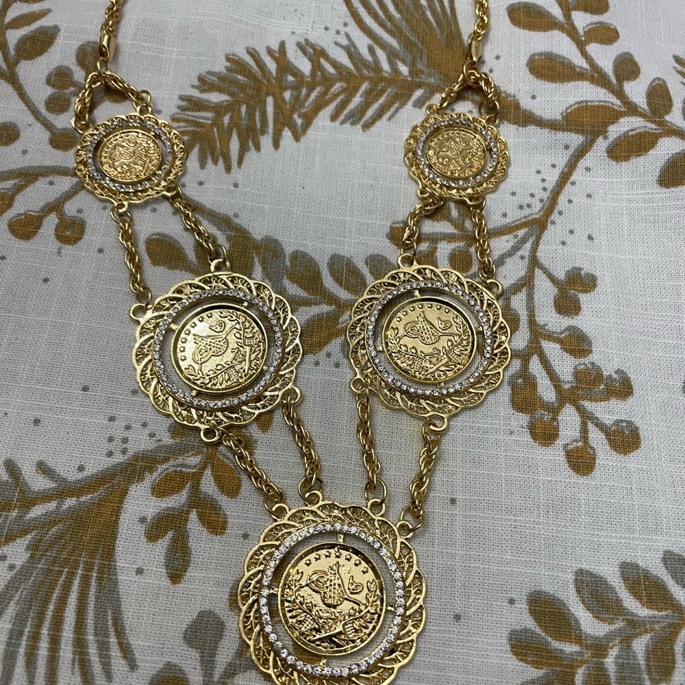 Faux gold Turkish multi coin necklace